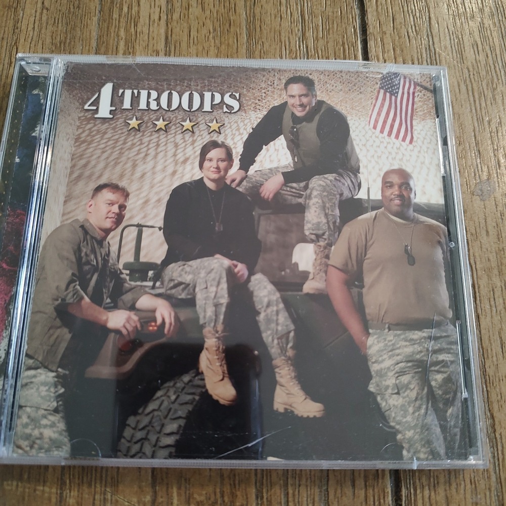 4 TROOPS Music CD Sony Poster Sticker Jewel Case Patriotic Frank Filipetti
